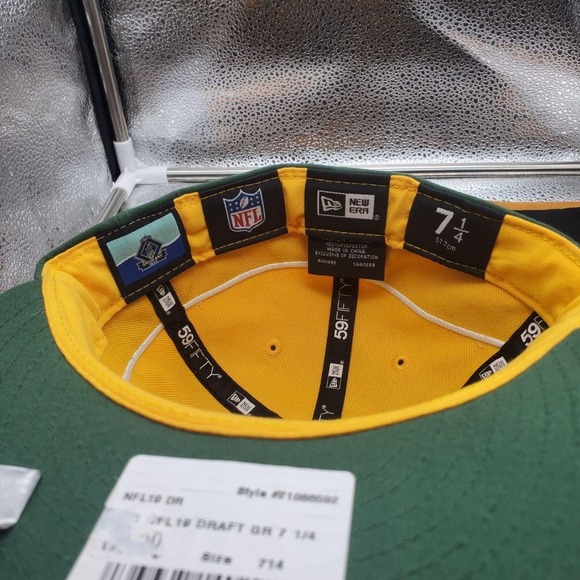 Green Bay Packers Hat Cap 59FIFTY Fitted Mens 7 1/4 Green NFL Football New Era - Picture 7 of 9